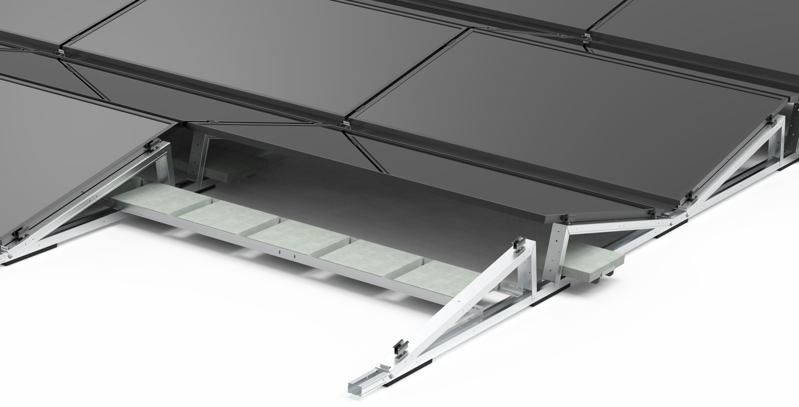 Ballast with L-profile ProMount Solarspeed mounting materials for solar panels on flat roofs
